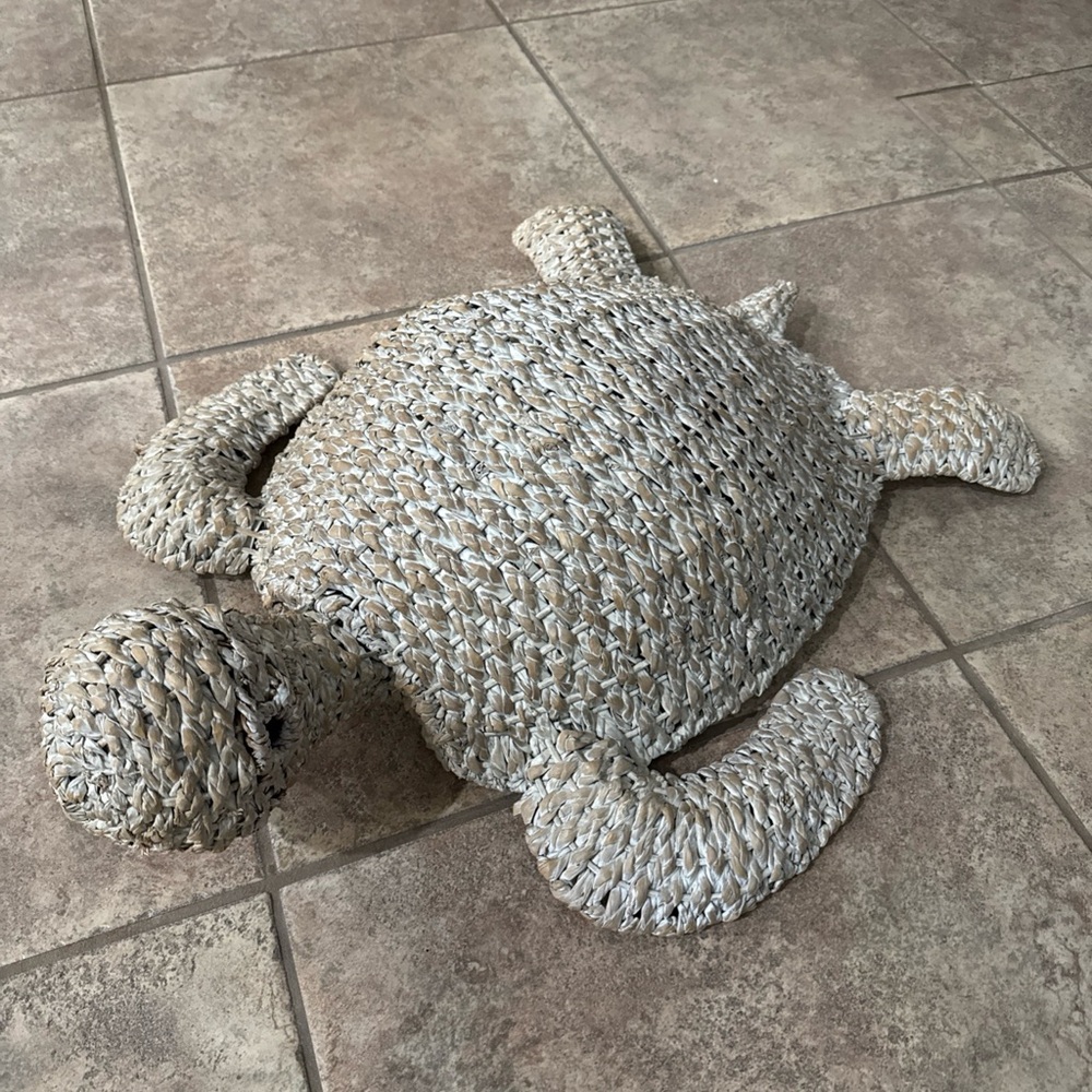 1970s Large Wicker Sea Turtle 27” PALM BEACH STYLE